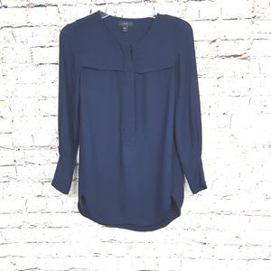 J. CREW|Dark Blue Button Up Blouse Size 00P
